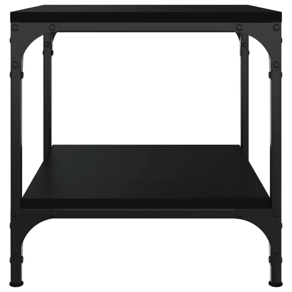 Industrial Side Table Black 40x40x40cm Engineered Wood Steel Frame