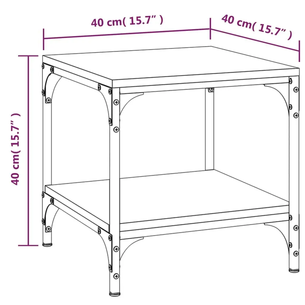 Industrial Side Table Black 40x40x40cm Engineered Wood Steel Frame