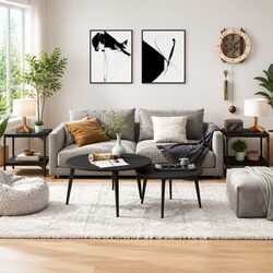 Stylish Black Side Tables 2 pcs for Living Room