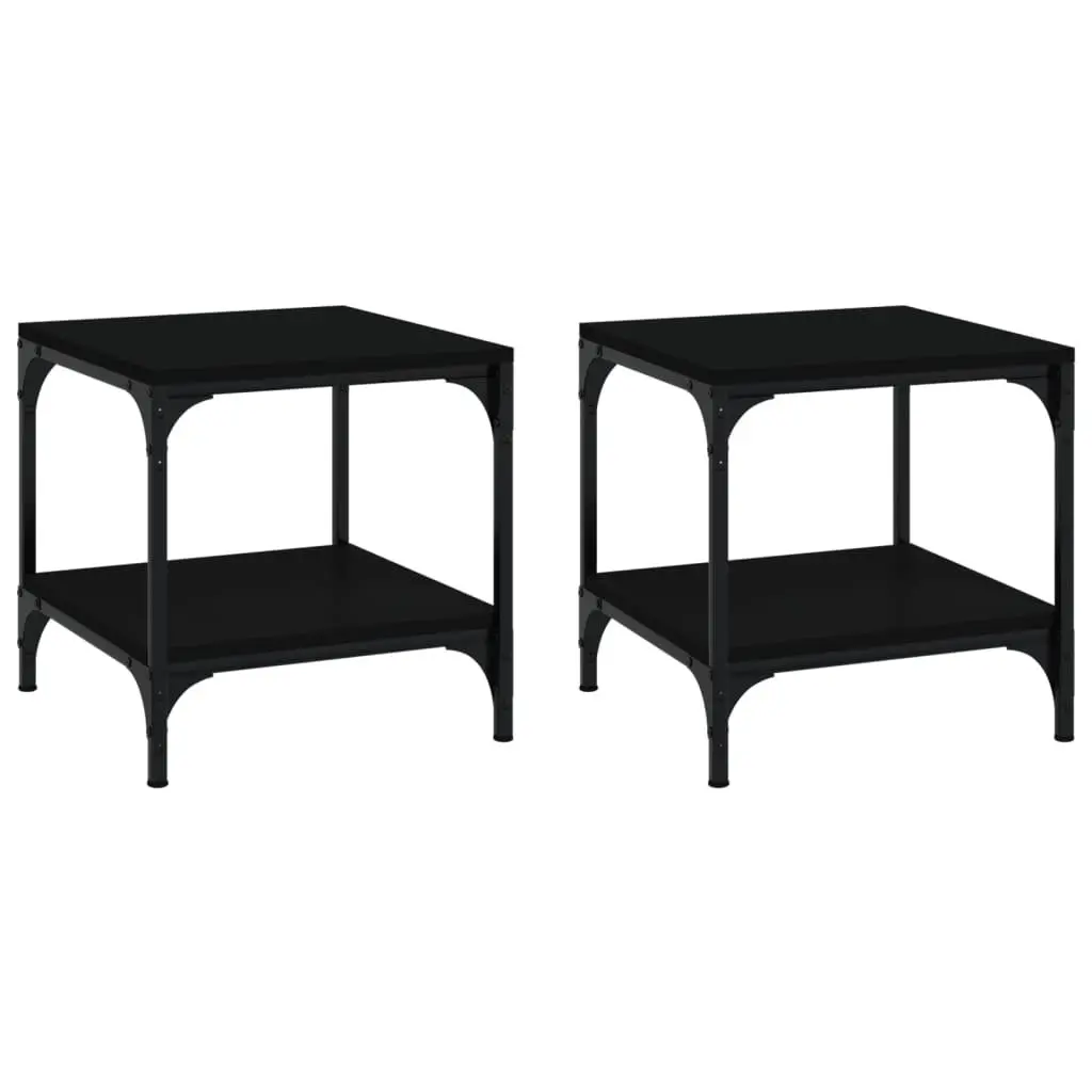 Side Tables Black 40x40x40 cm Engineered Wood Storage Accent Furniture 2 Piece
