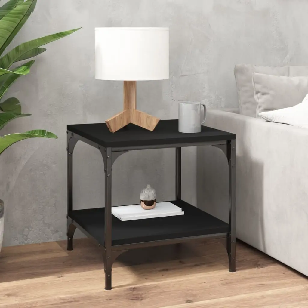 Side Tables Black 40x40x40 cm Engineered Wood Storage Accent Furniture 2 Piece