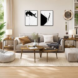 Brown Engineered Wood Side Tables with Steel Frame - 2 pcs