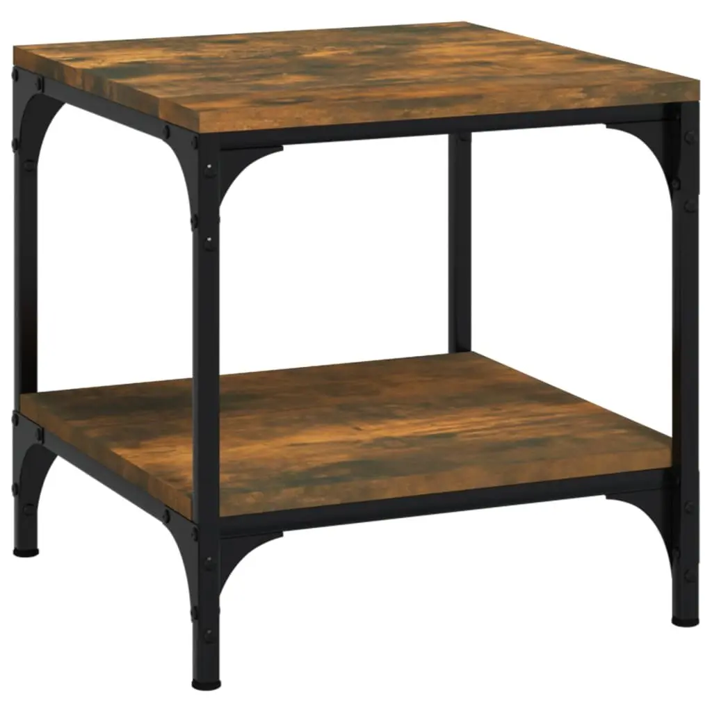 Side Tables Brown Engineered Wood Coffee Table Steel Frame Storage 2 Piece