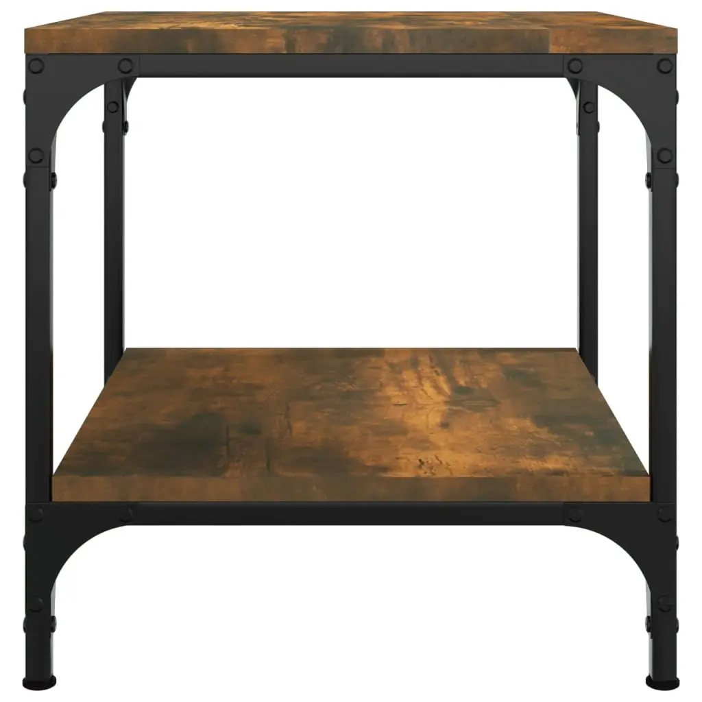 Side Tables Brown Engineered Wood Coffee Table Steel Frame Storage 2 Piece