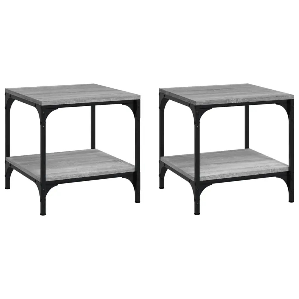 Side Tables Set of 2 Grey Sonoma Engineered Wood Industrial Accent