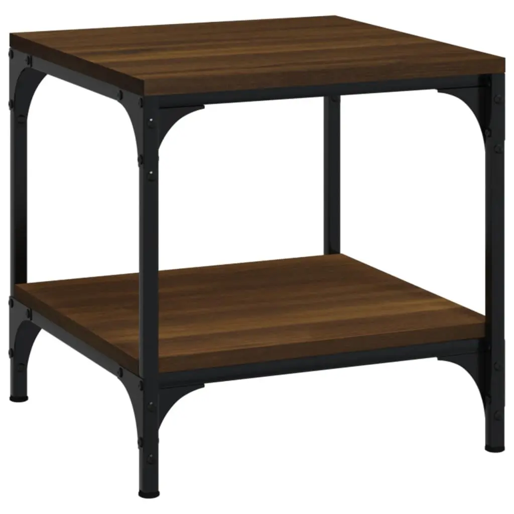 Side Tables Brown Oak 40x40x40 cm Engineered Wood Steel Frame