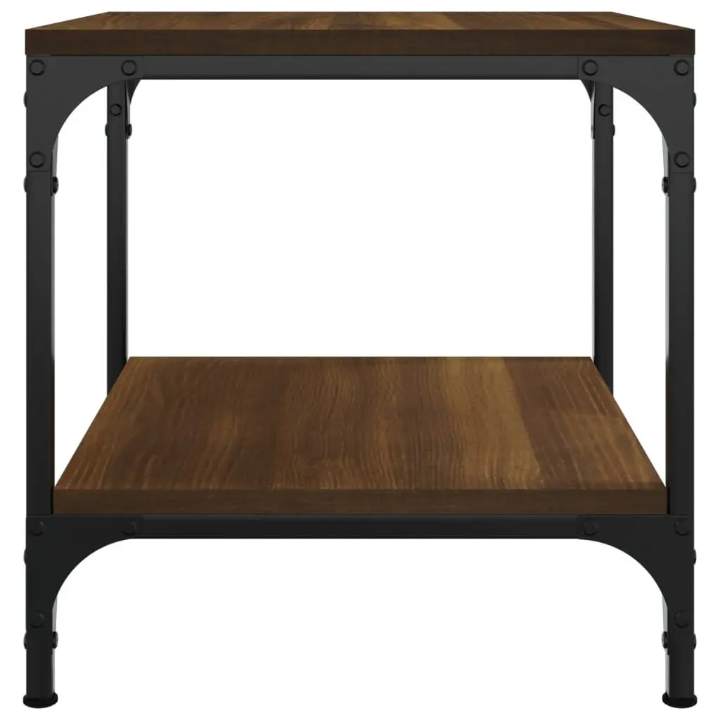 Side Tables Brown Oak 40x40x40 cm Engineered Wood Steel Frame