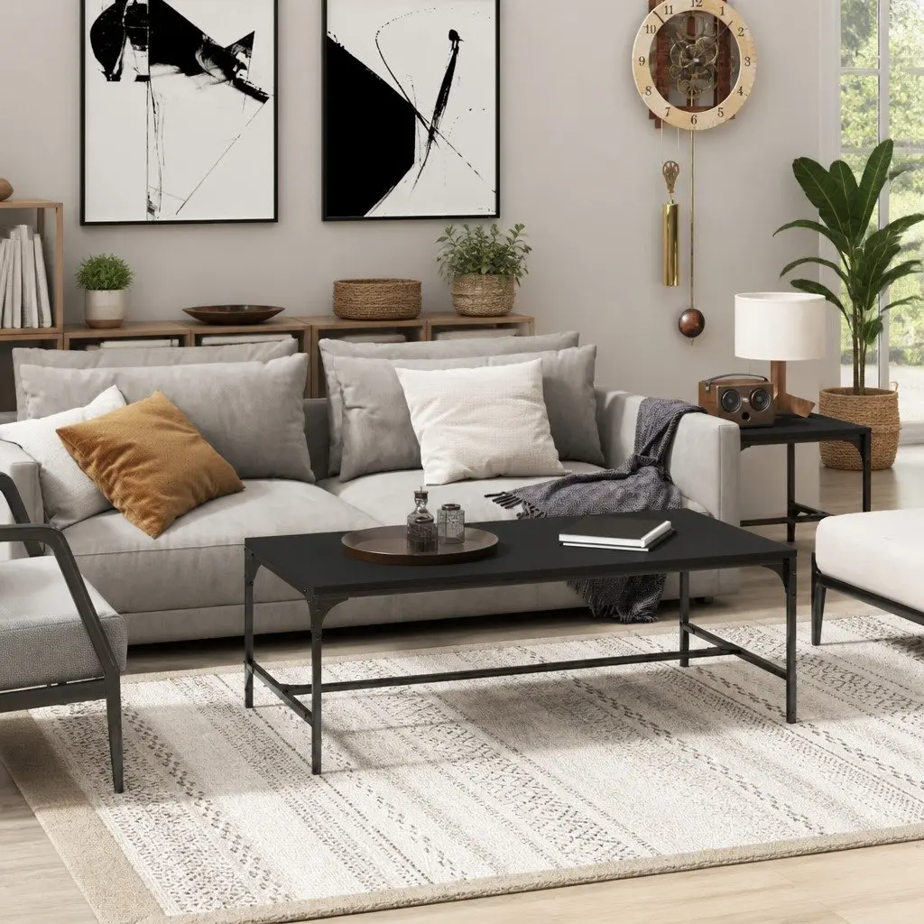 Coffee Table Industrial Style 100x50x35 cm Engineered Wood and Steel