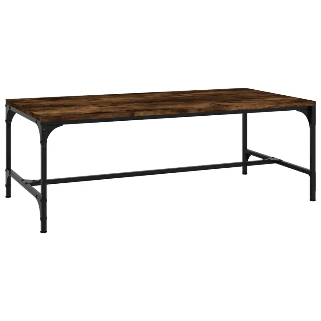 Brown Industrial Coffee Table with Steel Frame