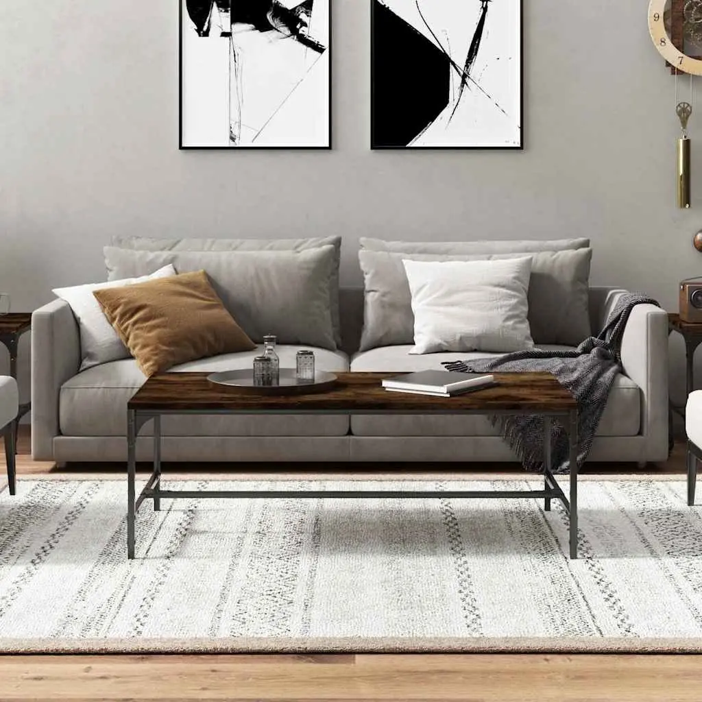 Brown Industrial Coffee Table with Steel Frame