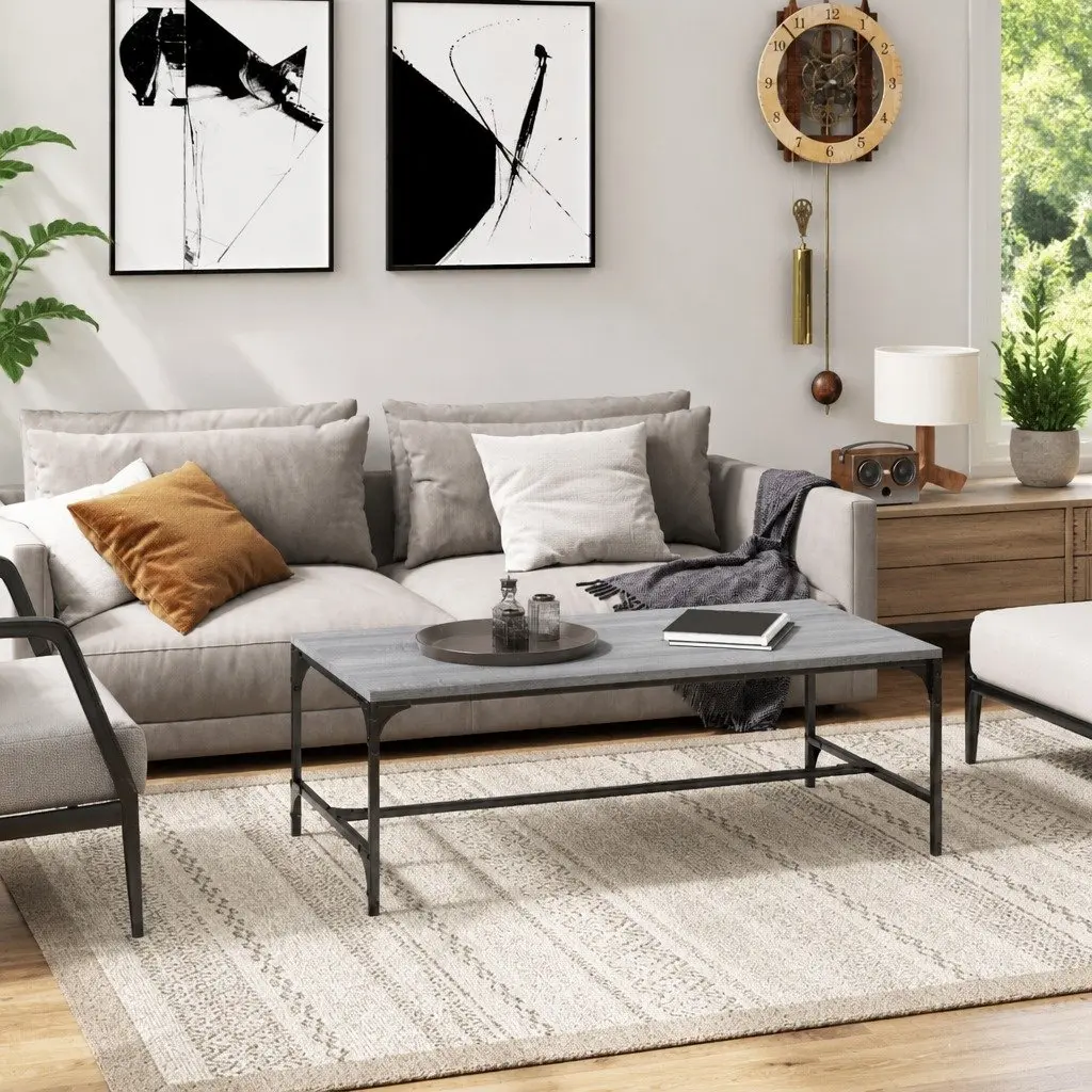 Coffee Table Grey Sonoma 100x50x35cm Engineered Wood Steel Frame