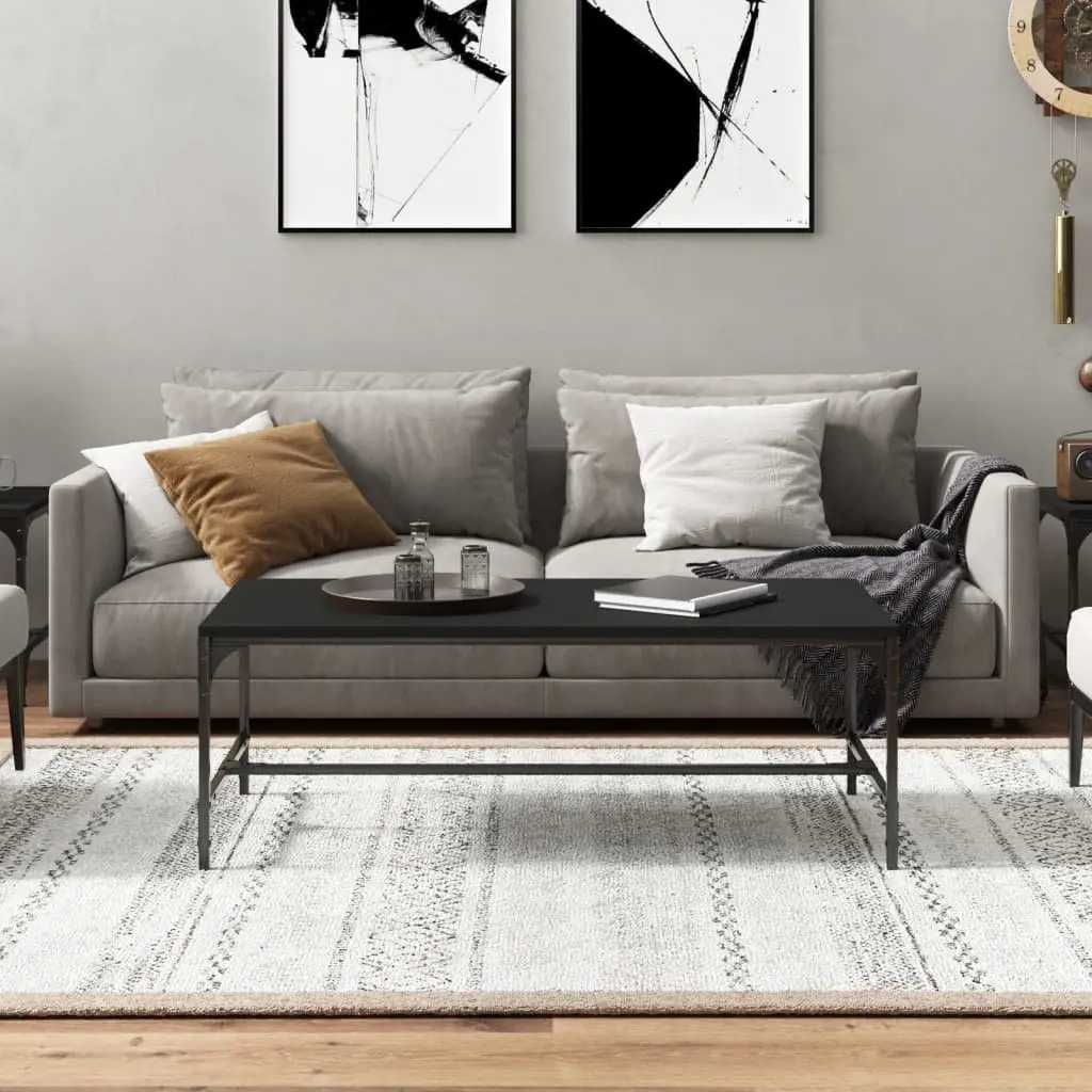 Industrial Style Black Coffee Table Engineered Wood 80 x 50 x 35 cm