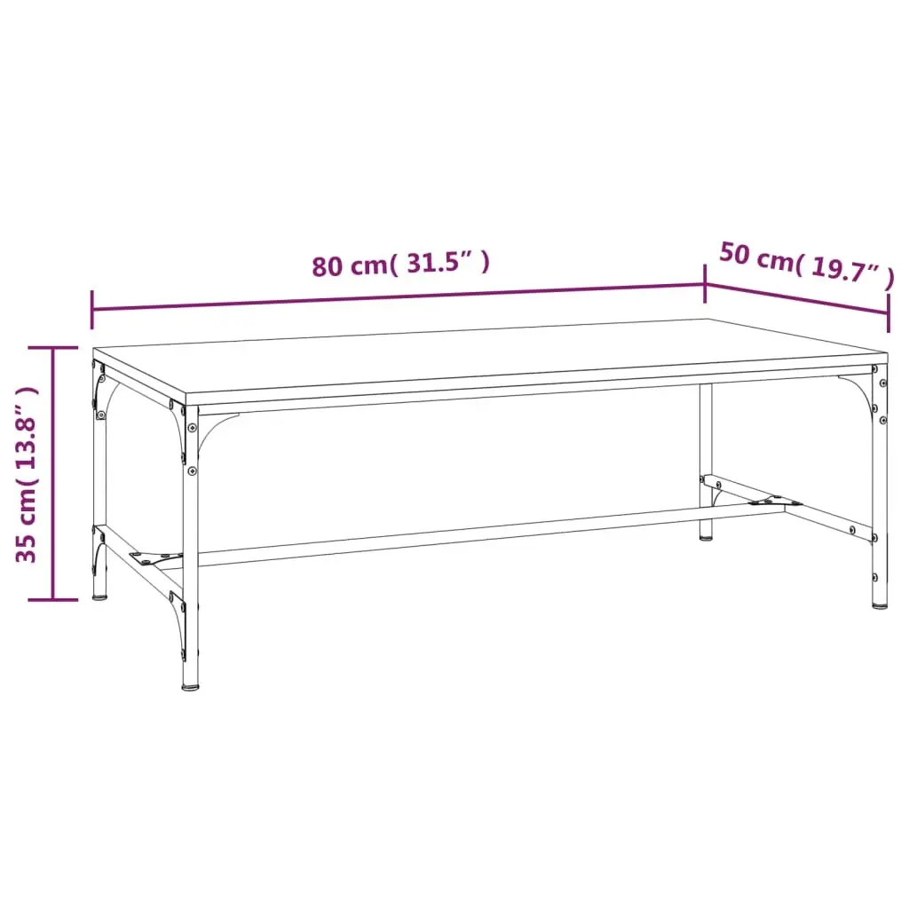 Industrial Style Black Coffee Table Engineered Wood 80 x 50 x 35 cm