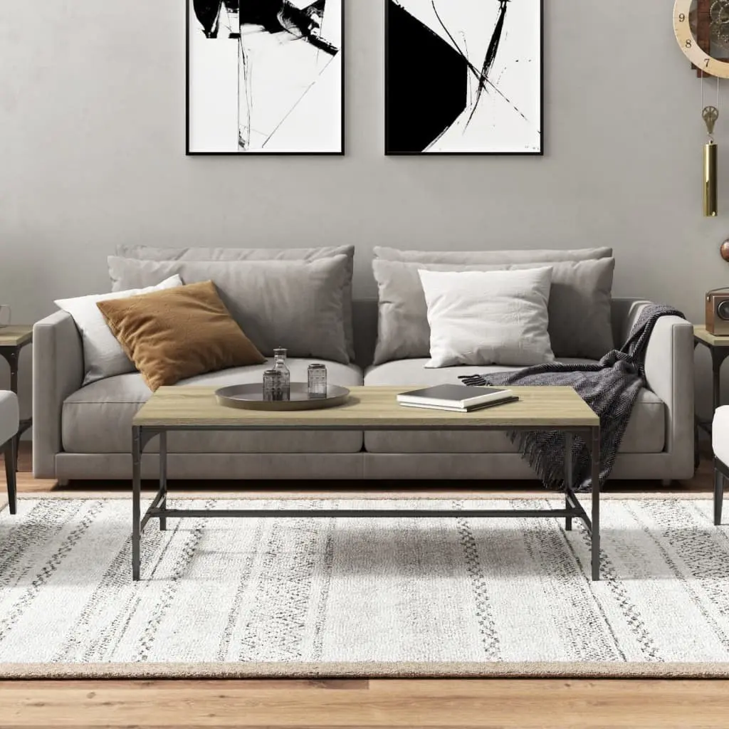 Coffee Table Brown Sonoma Oak Look 80x50x35 cm Engineered Wood Steel Frame