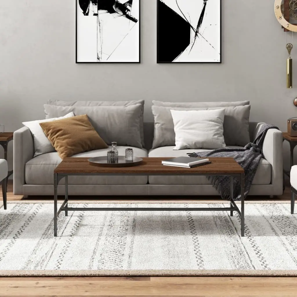 Coffee Table Industrial Brown Oak 80x50x35 cm Engineered Wood Steel Frame