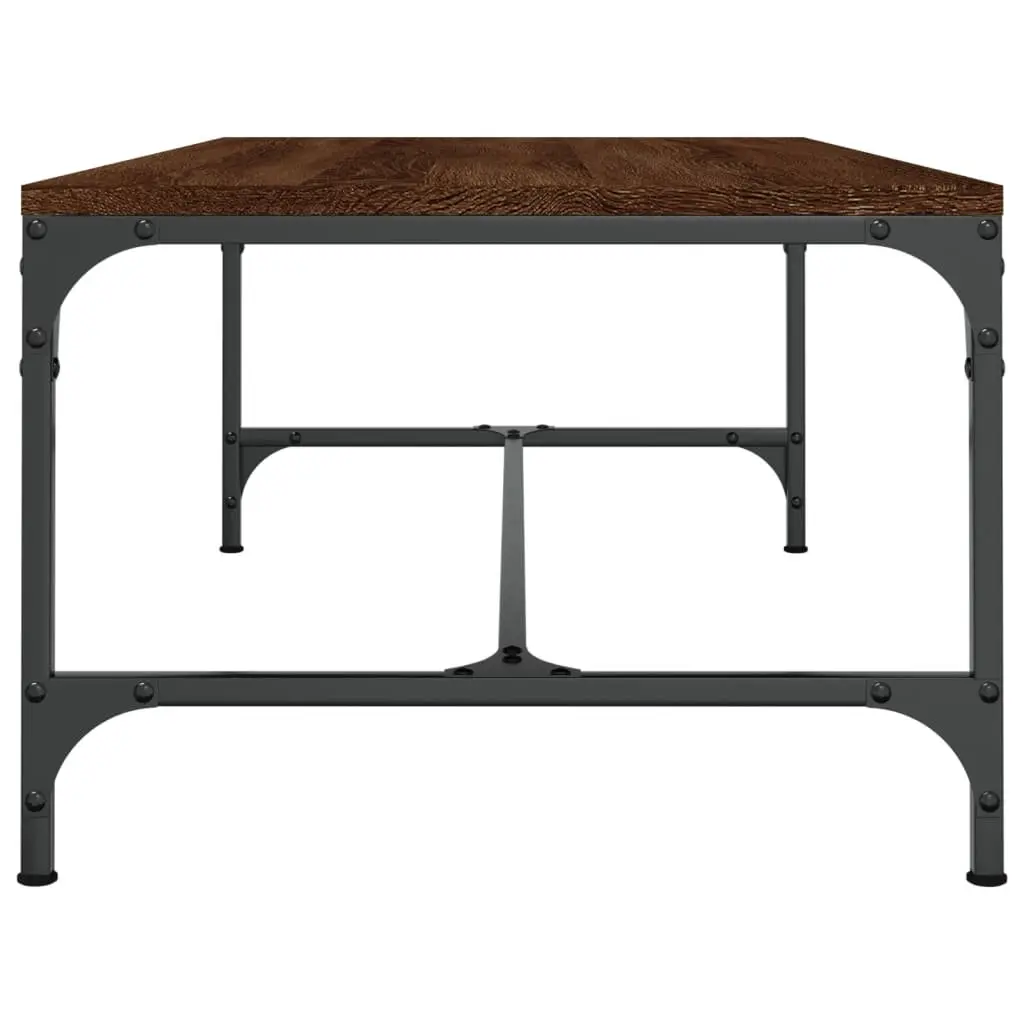 Coffee Table Industrial Brown Oak 80x50x35 cm Engineered Wood Steel Frame