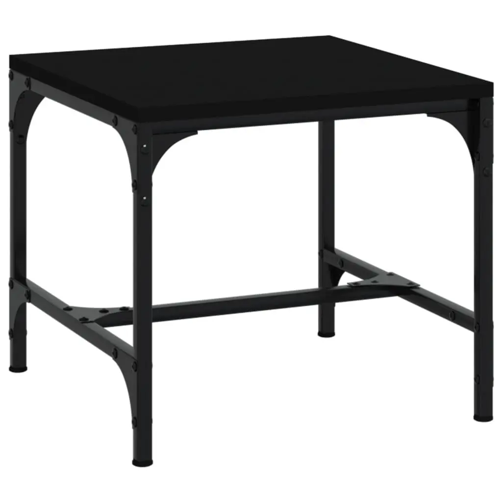 Coffee Table Black 50x50x35 cm Industrial Style Engineered Wood Steel Frame