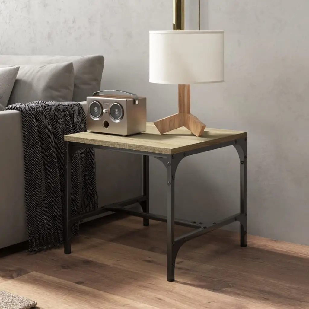 Coffee Table Living Room Storage Adjustable Legs Steel Frame Brown Engineered Wood 50x50x35cm
