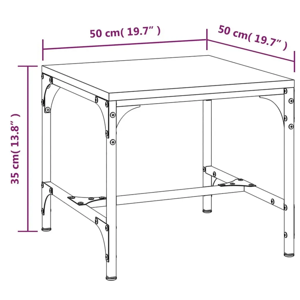 Coffee Table Industrial Style Brown Oak 50x50x35 cm Engineered Wood Steel Frame