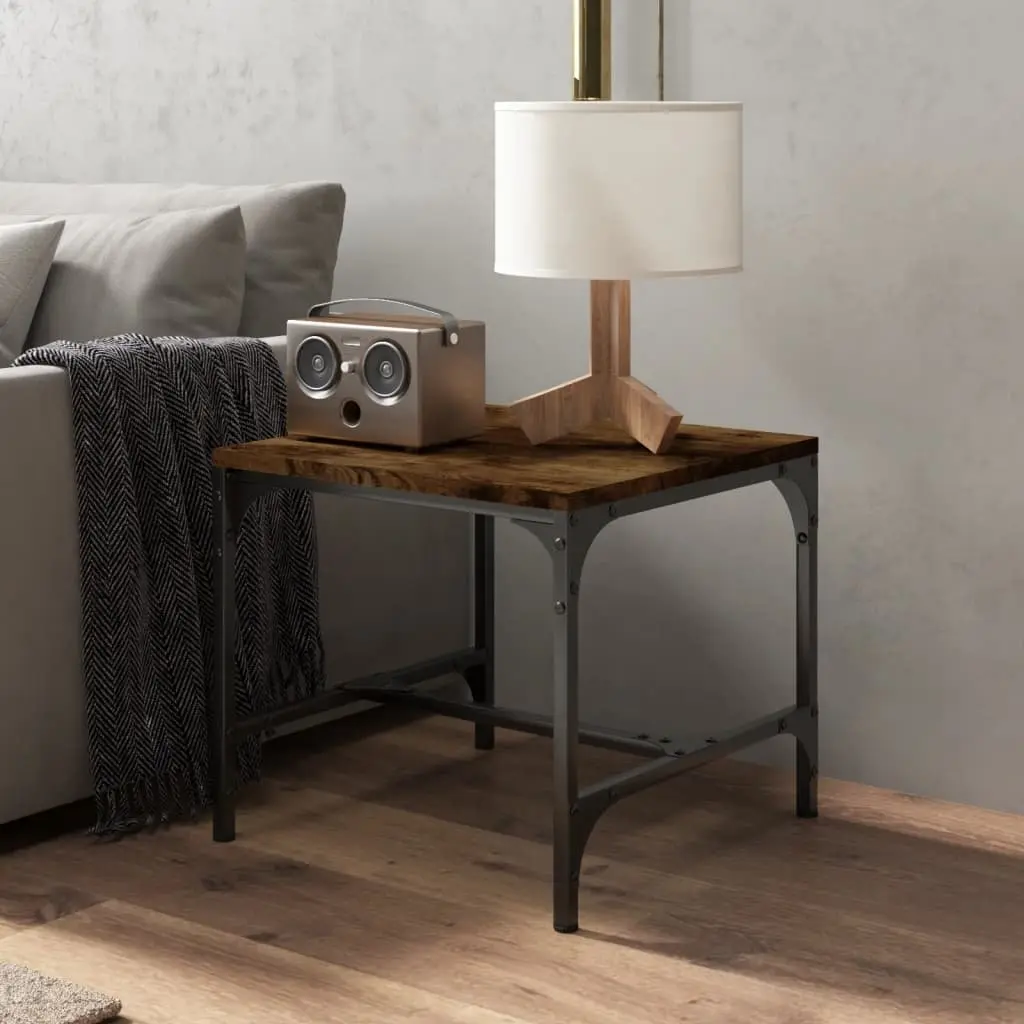 Side Tables Brown Engineered Wood 40 x 40 x 35 cm Steel Frame