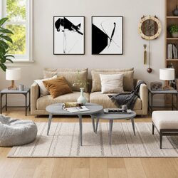 Stylish Grey Side Tables 2 pcs for Living Room