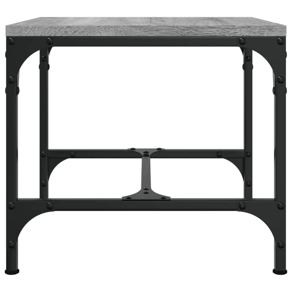 Side Tables Grey 40x40x35 cm Engineered Wood Steel Frame 2 Piece Industrial Living Room Accent Furniture