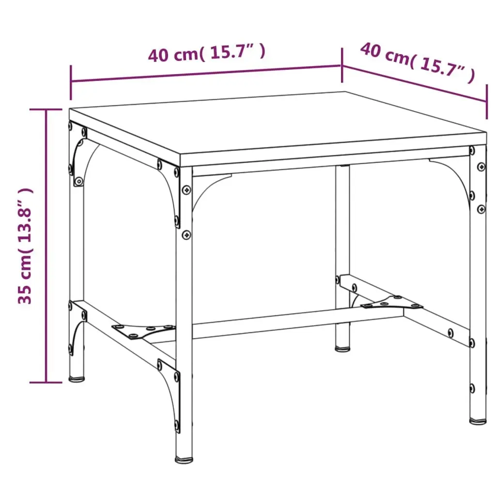 Side Tables Grey 40x40x35 cm Engineered Wood Steel Frame 2 Piece Industrial Living Room Accent Furniture