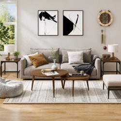 Brown Oak Side Tables Set of 2 - 40x40x35 cm