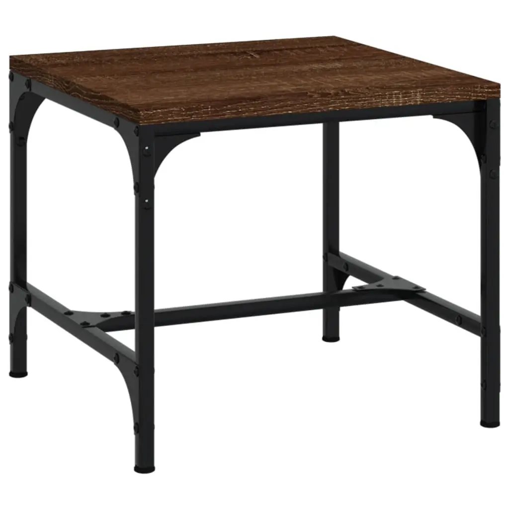 Brown Industrial Side Tables 2 Piece Set 40x40x35 cm Engineered Wood with Steel Frame