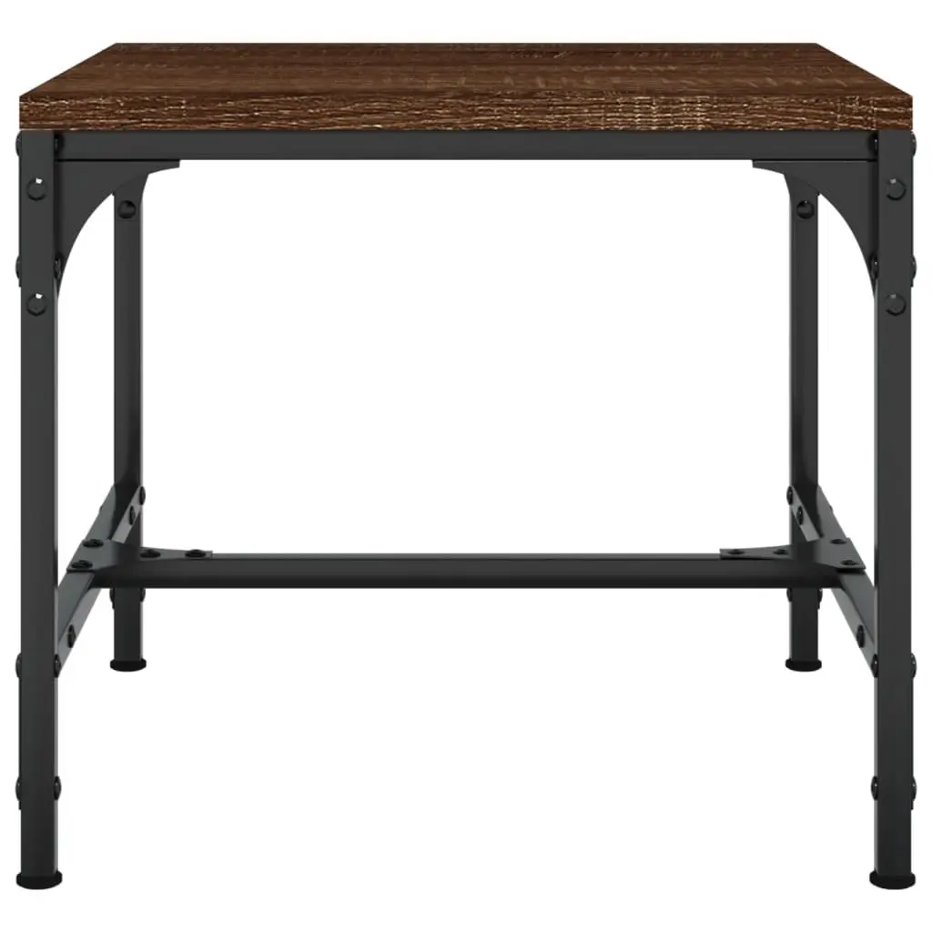 Brown Industrial Side Tables 2 Piece Set 40x40x35 cm Engineered Wood with Steel Frame