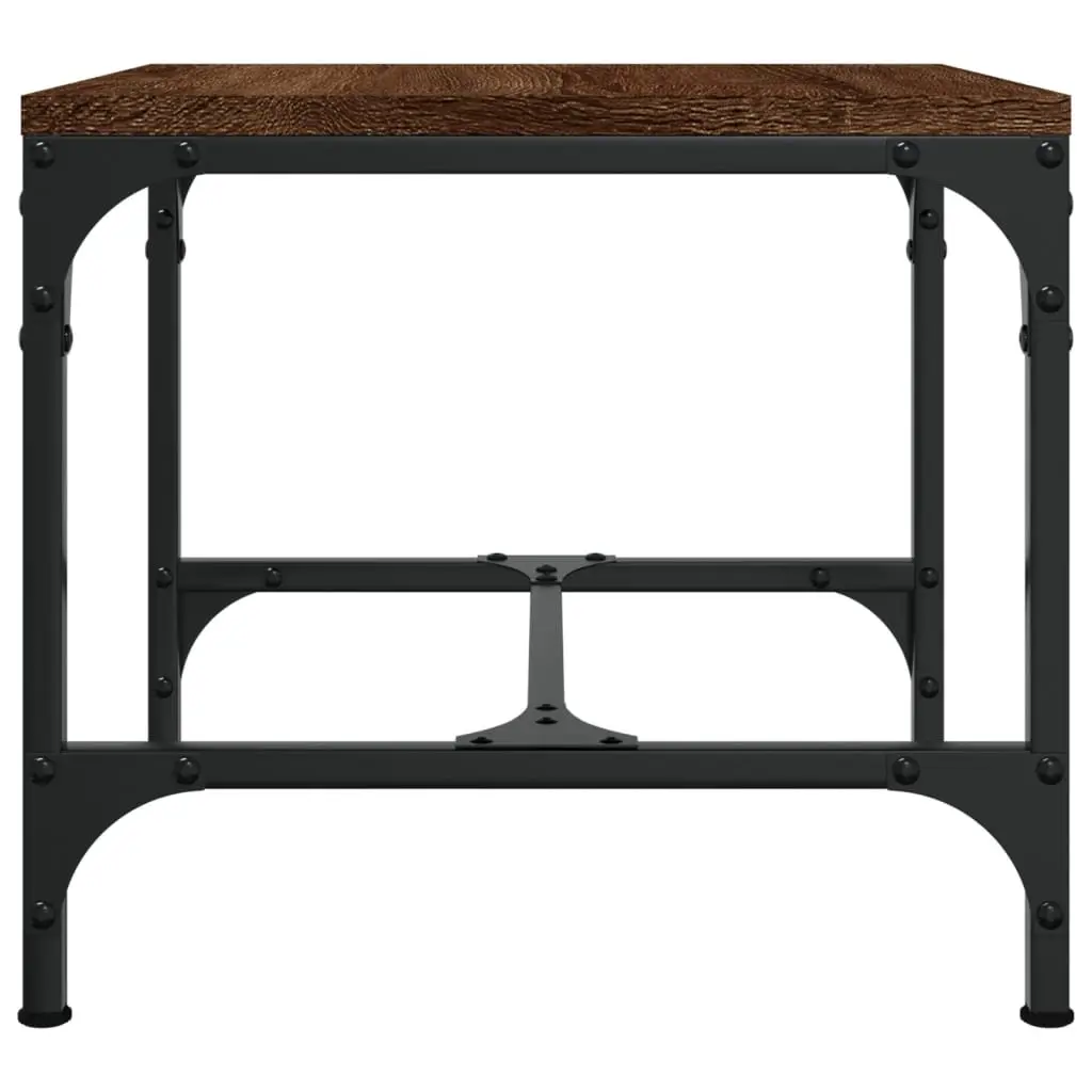 Brown Industrial Side Tables 2 Piece Set 40x40x35 cm Engineered Wood with Steel Frame