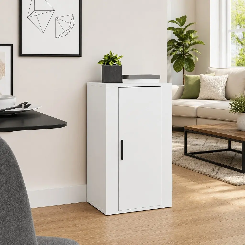 White Engineered Wood Sideboard Cabinet Storage Cupboard 40x33x70cm