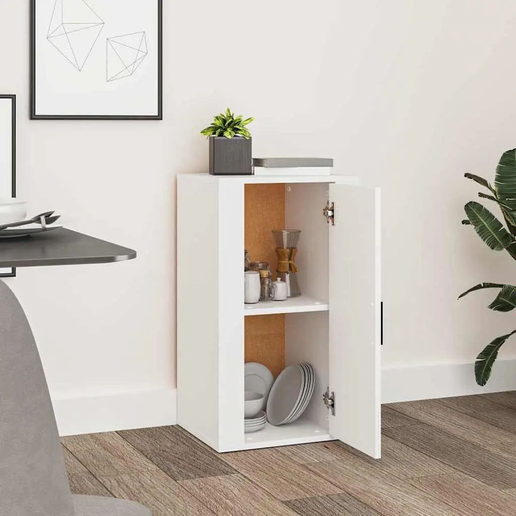 White Engineered Wood Sideboard Cabinet Storage Cupboard 40x33x70cm