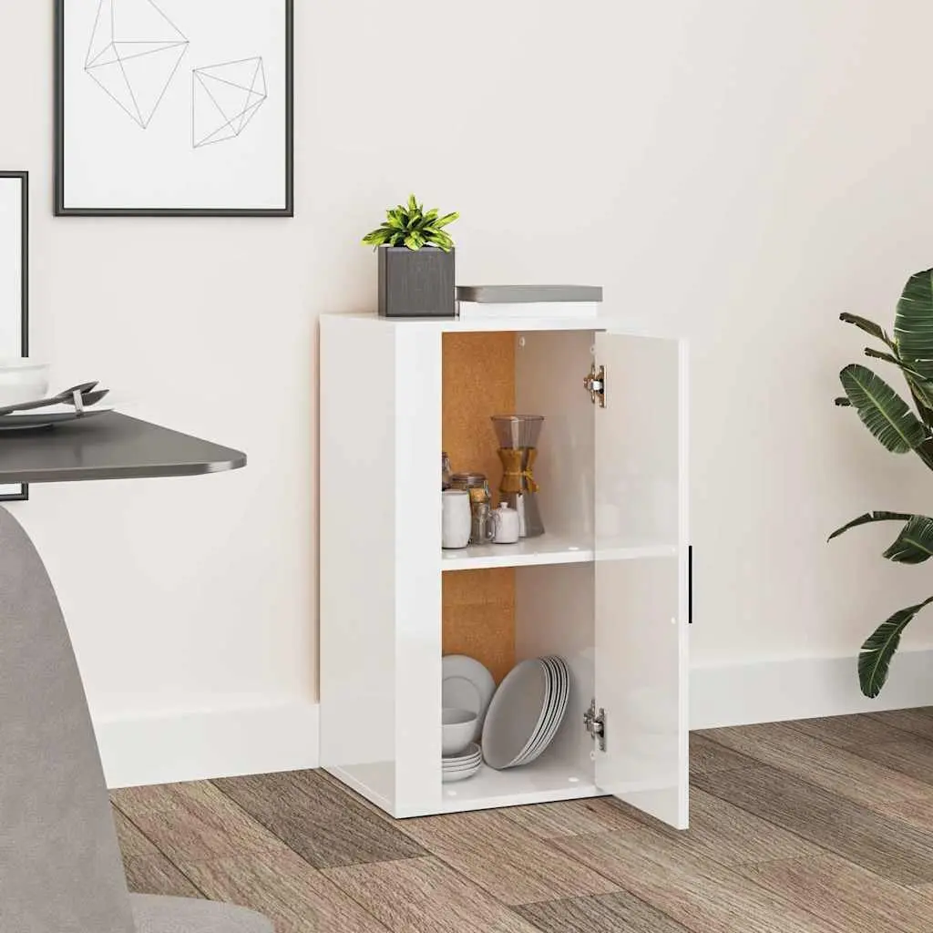 White High Gloss Sideboard Storage Cabinet Engineered Wood