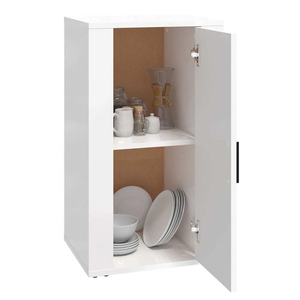 White High Gloss Sideboard Storage Cabinet Engineered Wood
