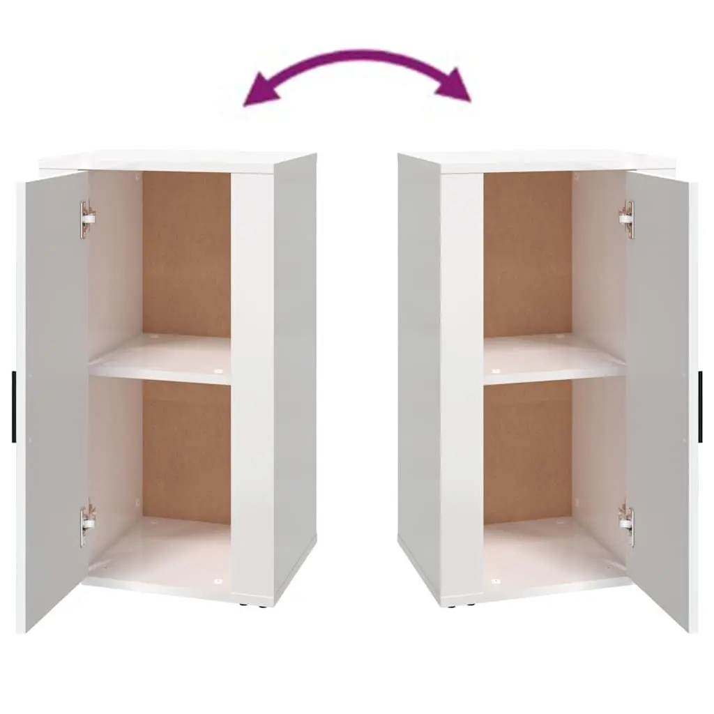 White High Gloss Sideboard Storage Cabinet Engineered Wood