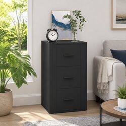 Black Sideboard Cabinet with 3 Drawers for Storage