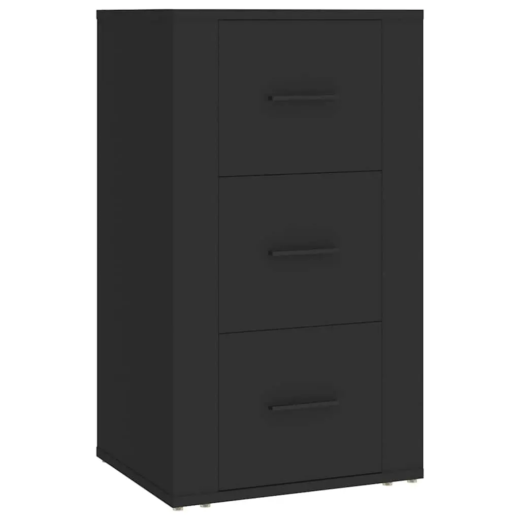 Sideboard Cabinet Black 3 Drawers Engineered Wood