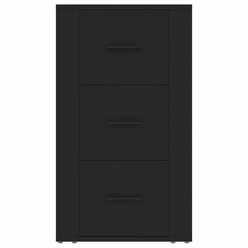 Sideboard Cabinet Black 3 Drawers Engineered Wood