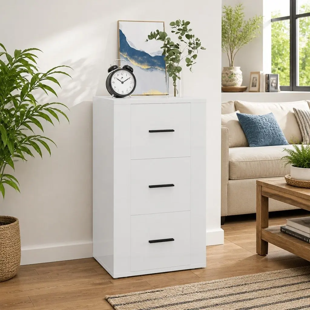 White High Gloss Sideboard Cabinet 40x33x70cm