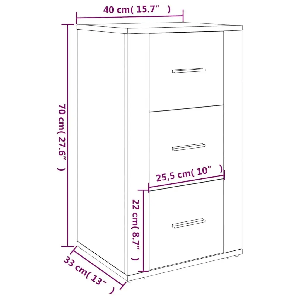 White High Gloss Sideboard Cabinet 40x33x70cm