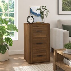 Brown Oak Sideboard with 3 Drawers for Storage