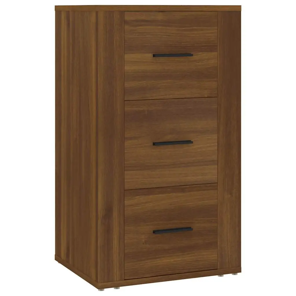 Brown Oak Sideboard with 3 Drawers for Storage