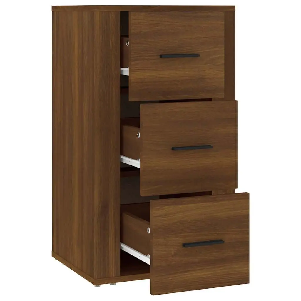 Brown Oak Sideboard with 3 Drawers for Storage
