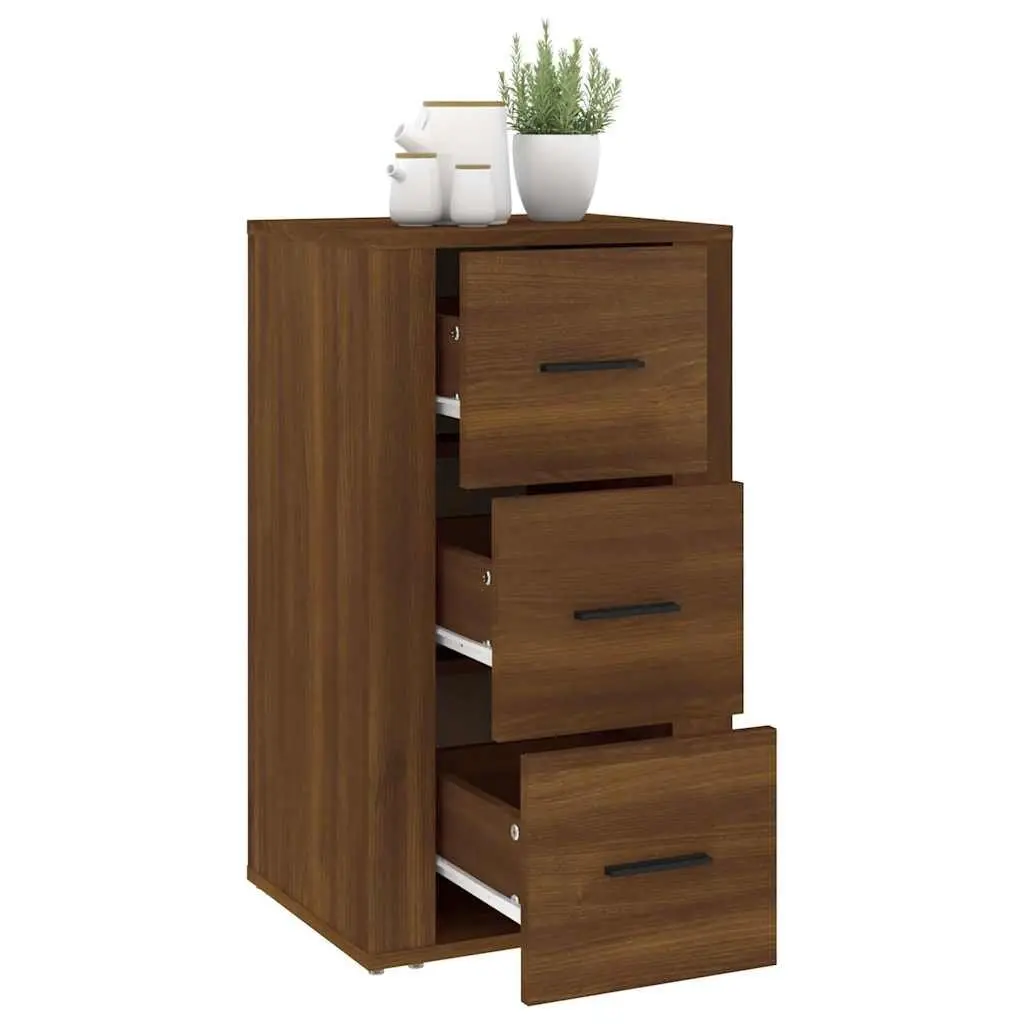 Brown Oak Sideboard with 3 Drawers for Storage