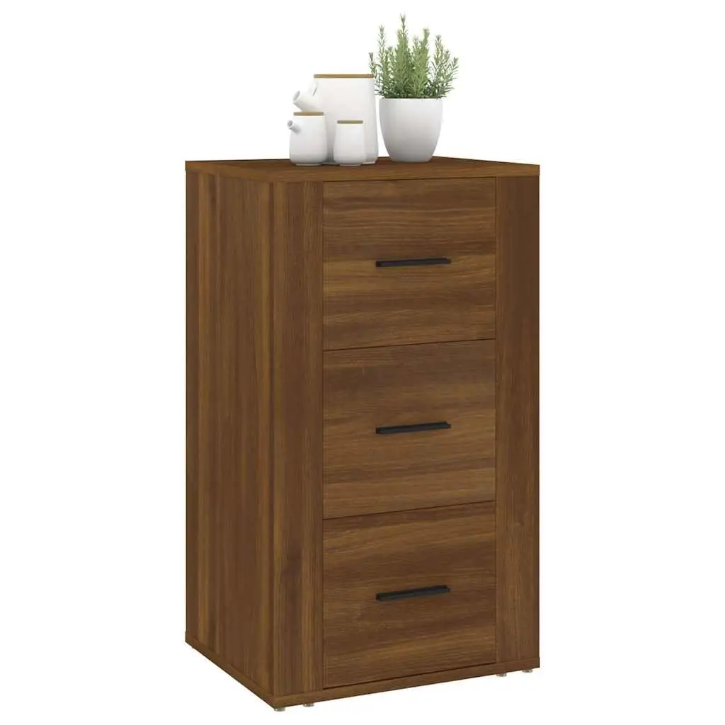 Brown Oak Sideboard with 3 Drawers for Storage