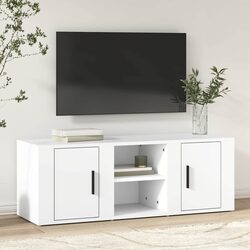 TV Cabinet White 100x31.5x35 cm Storage Media Unit with Doors and Compartments
