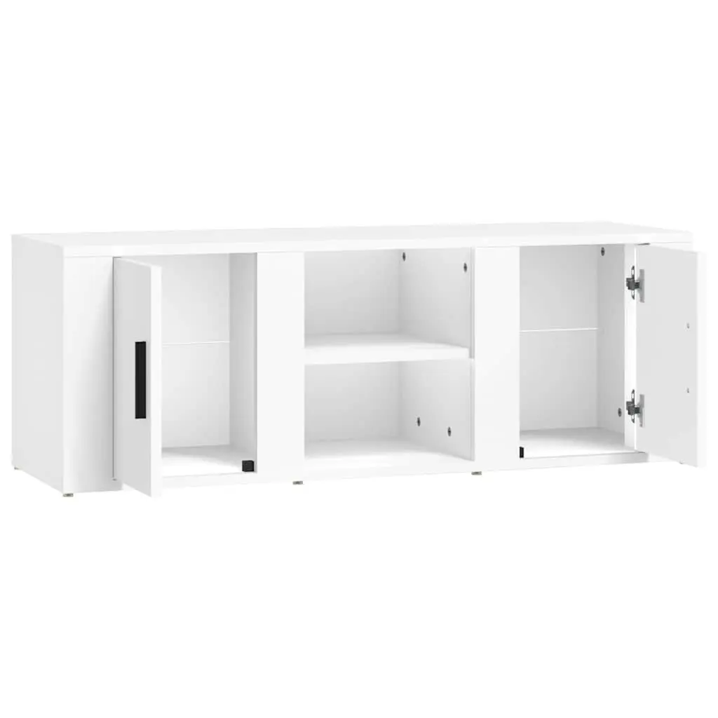 TV Cabinet White 100x31.5x35 cm Engineered Wood Storage Media Unit with Doors and Compartments