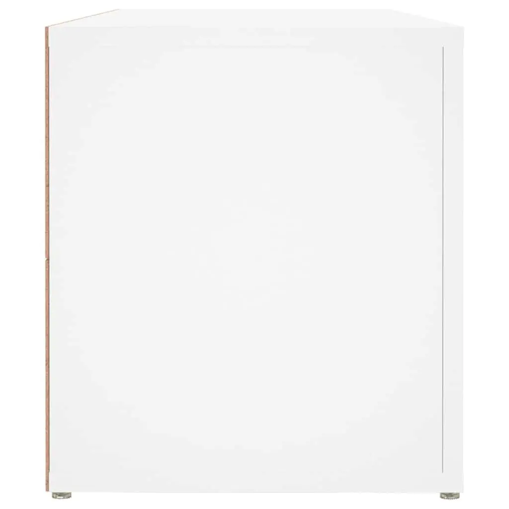 TV Cabinet White 100x31.5x35 cm Engineered Wood Storage Media Unit with Doors and Compartments