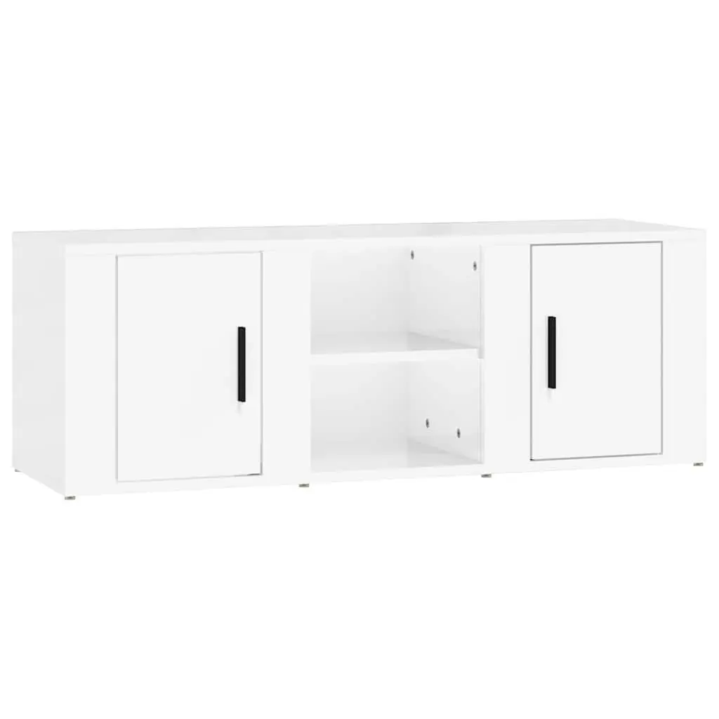 TV Cabinet High Gloss White 100L x 31.5W x 35H cm Engineered Wood